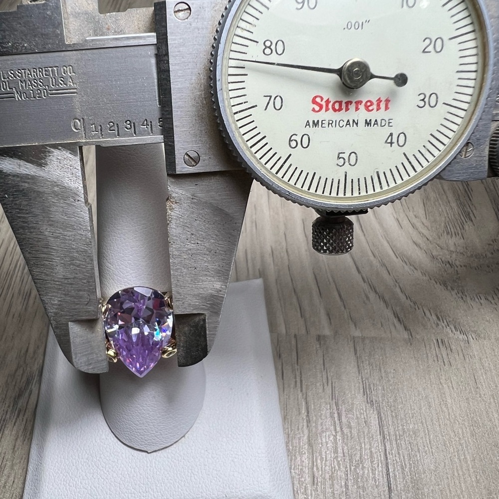 Nolan Miller Glamour Collection Purple Pear Cut Crystal Ring Size 9 - Picture 7 of 7